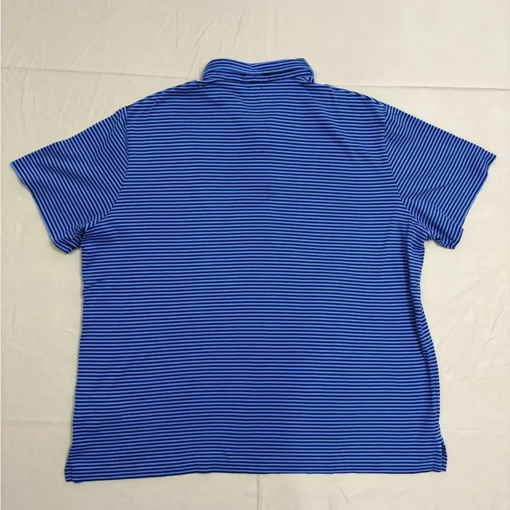 Polo Ralph Lauren Men’s Navy and Blue Striped Short Sleeve Polo Shirt Size XL